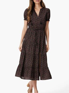 Paige Siera Floral Short Sleeve Midi Dress Size 8